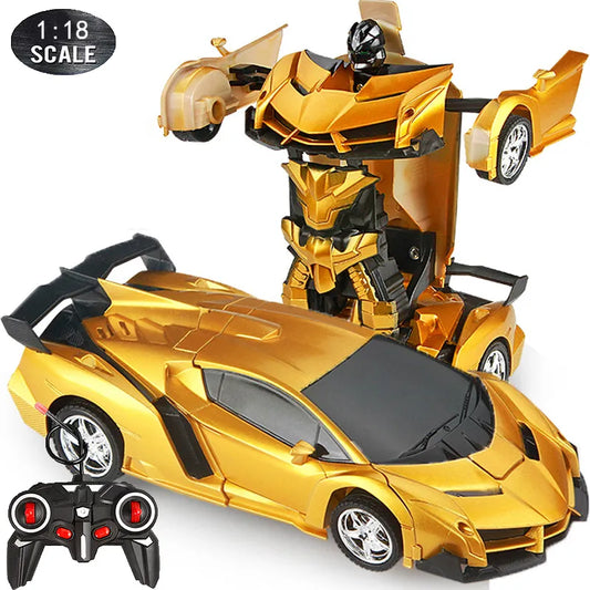1:18 24CM RC Car 2 in 1Transformation Robots Cars Sports Driving Vehicle One-key Deformation Remote Control Car Toy for Boys F04