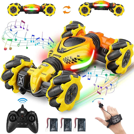 Newest 4WD RC Stunt Car 2.4G Radio Remote Control Cars RC Watch Gesture Sensor Rotation Gift Electronic Toy for Kids Boy